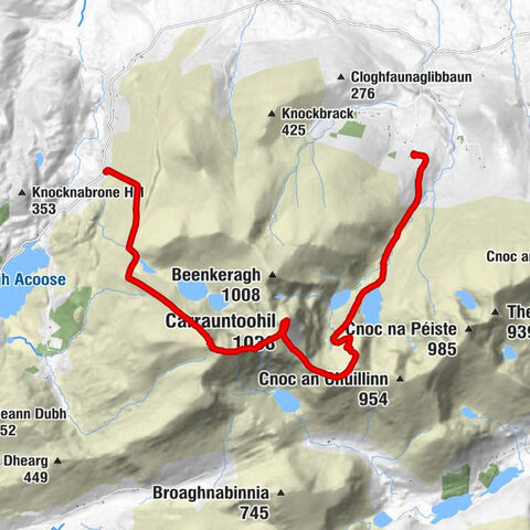 Curragh More - Carrauntoohil - Caher - Derrynafeana