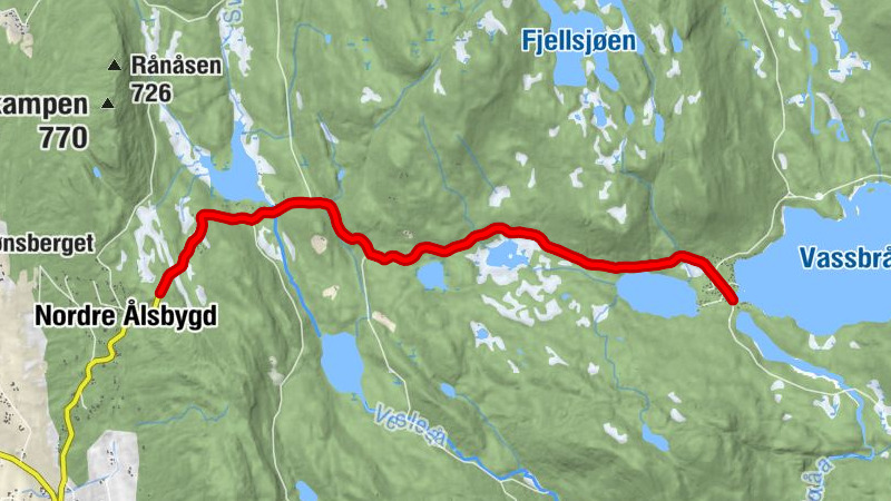 Nordre Ålsbygd - Ullvildsdalen - Kjørestua på Sagvollen - Sagvollen