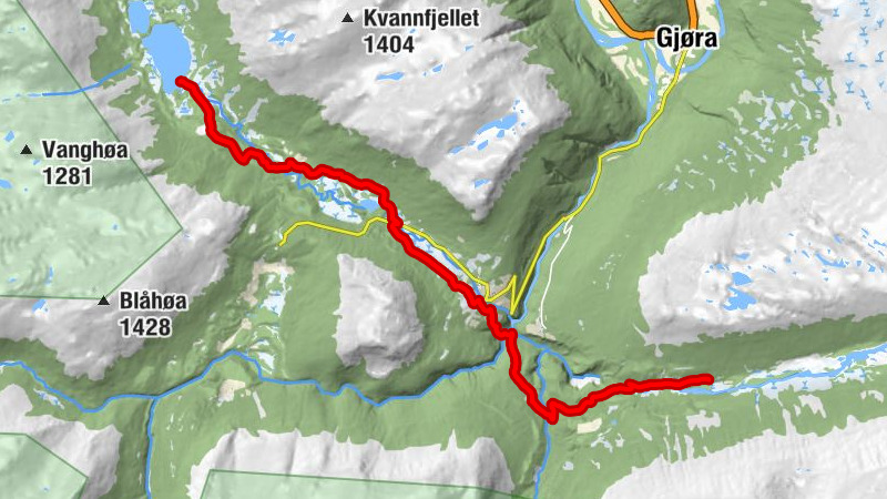 Gammelsetra - Fjellgardan - Tøftvangen - Vangshaugen