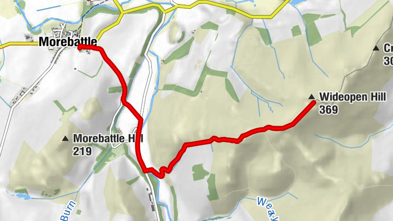 Morebattle - Wideopen Hill - Grubbit Law