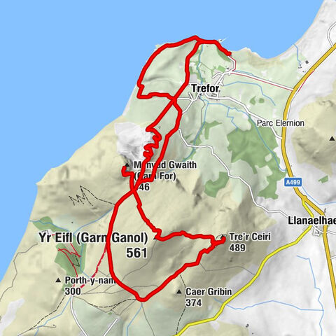 Llanaelhaearn - Yr Eifl (Garn Ganol) - Tre'r Ceiri - Mynydd Gwaith (Garn For)