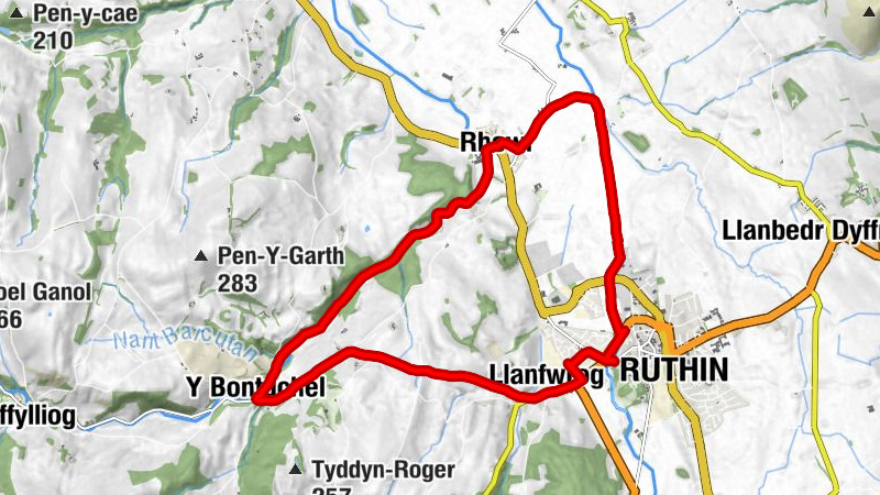 Ruthin - Capel Bethania - Capel Bontuchel - Capel Rhewl
