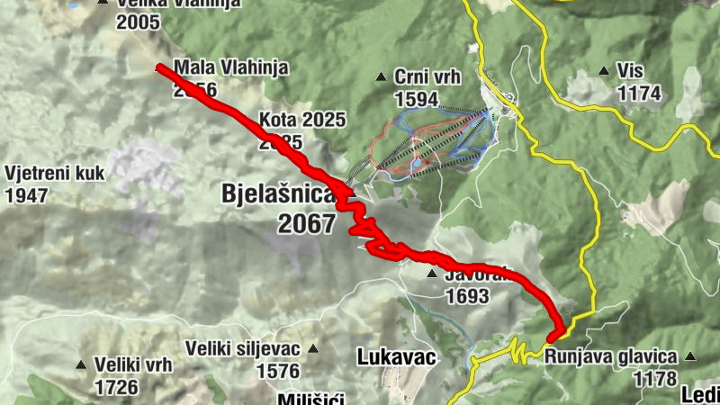 Planinarski dom Bijele Vode - Bjelašnica - Kota - Mala Vlahinja