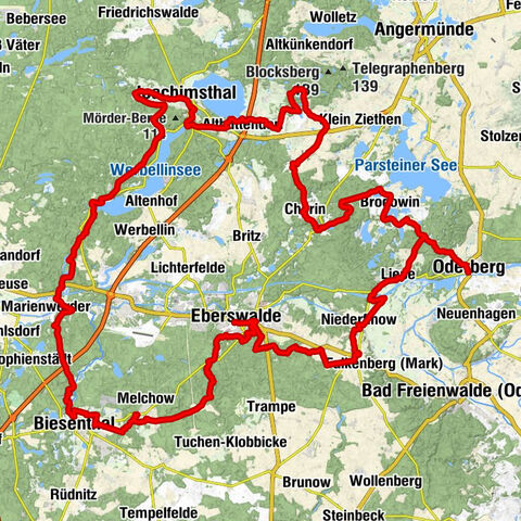 Eberswalde Hauptbahnhof - Wehrmühlberg - Lauseberg - Eberswalde