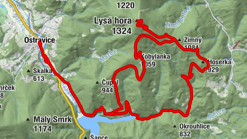 Ostravice - Hoserka - Lysá hora - Kobylanka