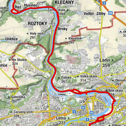 Praha - Klecany - Roztoky - Florenc