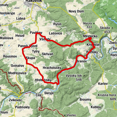 Křivoklát - Městečko - Všetaty - Pavlíkov
