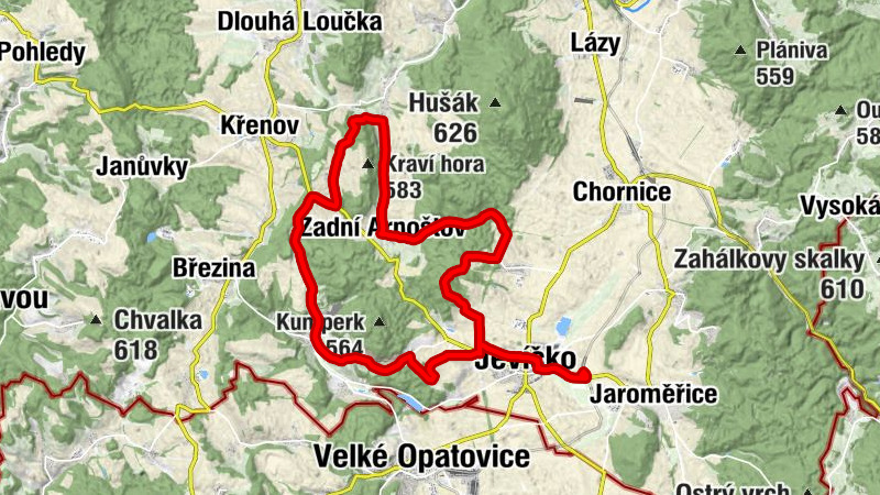 Jevíčko - Červený kopec - Za lomem