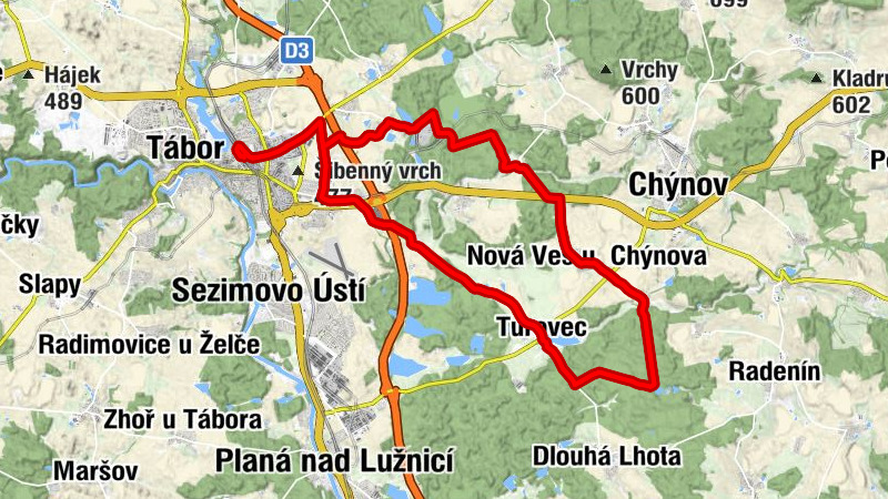 Tábor - Stříbrné Hutě - Nová Ves u Chýnova