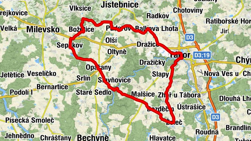 Sepekov - Prostřední vrch - Hýlačka - Božetice