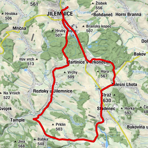 Jilemnice - kaple Božího těla - Restaurace U Bönischů - Roztoky u Jilemnice