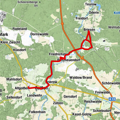 Golßen (Niederlausitz) - Golßen - Prierow - Friedrichshof
