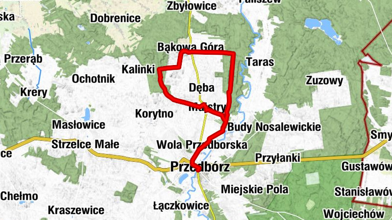 Przedbórz - Restauracja Parkowa - Wola Przedborska - Bąkowa Góra