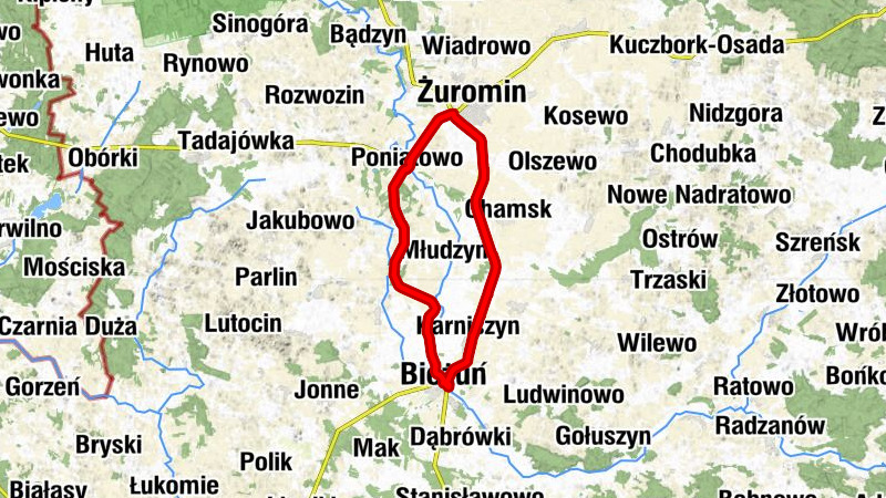 Poniatowo - Swojęcin - Bieżuń - Żuromin