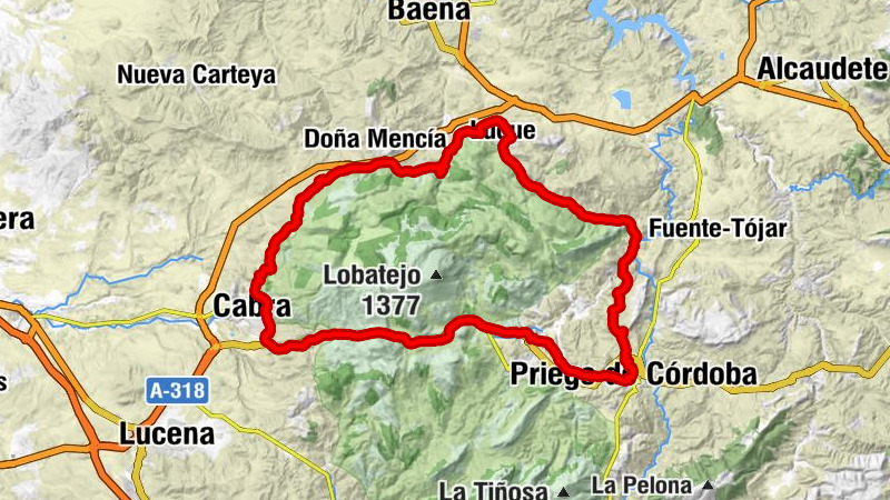Priego de Córdoba - Castillarejo - Puerto de Zuheros - Puerto del Mojón