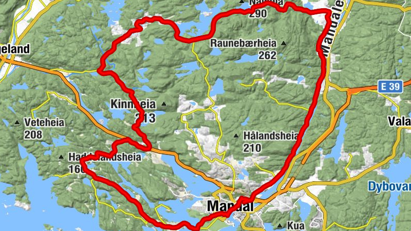 Mandal - Årekjerr - Toftnes bedehus - Øvrebyen