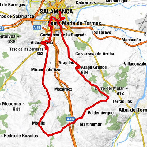 Salamanca - Teso de las Zorreras - Altos de la Calera - Arapil Grande