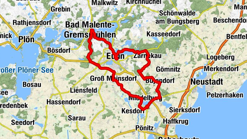 Ottendorf - Bad Malente-Gremsmühlen - Eutin - Süseler Baum