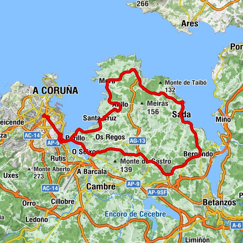 A Coruña - San Martiño de Dorneda - Santa Comba de Veigue - Monte de Lácere