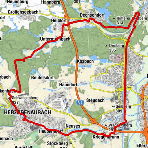 Herzogenaurach - Erlangen - St. Valentin - Schwelgenberg
