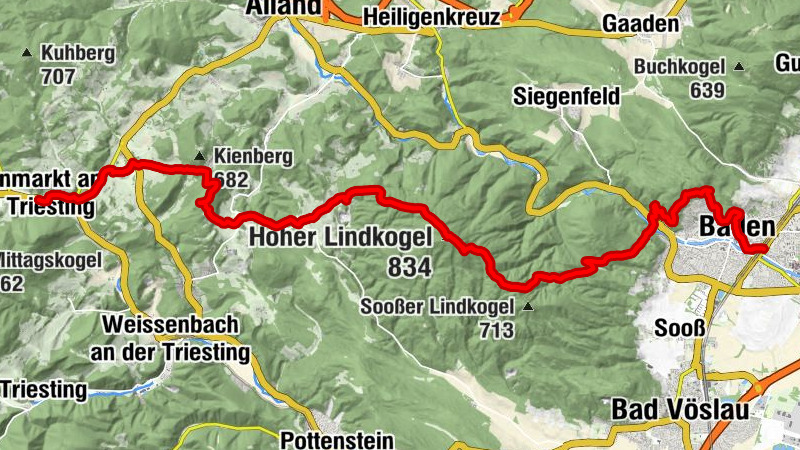 04A Voralpenweg, Etappe 03: Baden - Altenmarkt a. d. Triesting (Variante 04A)
