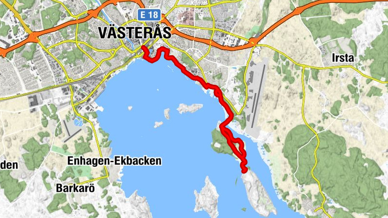 Västerås Central - Västerås - Öster Mälarstrand - Framnäs