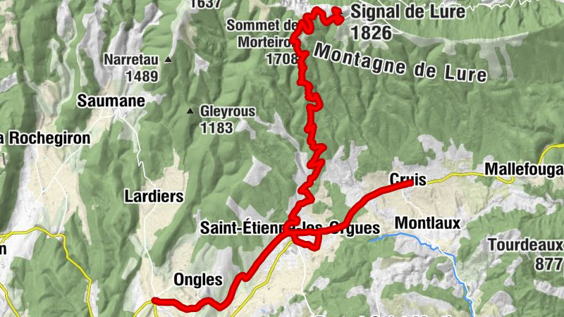 Cruis - Saint-Étienne-les-Orgues - Sommet de Morteiron - Signal de Lure