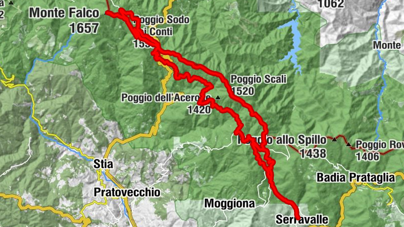 Serravalle - Monte Falco - Poggio Sodo dei Conti - Poggio Scali