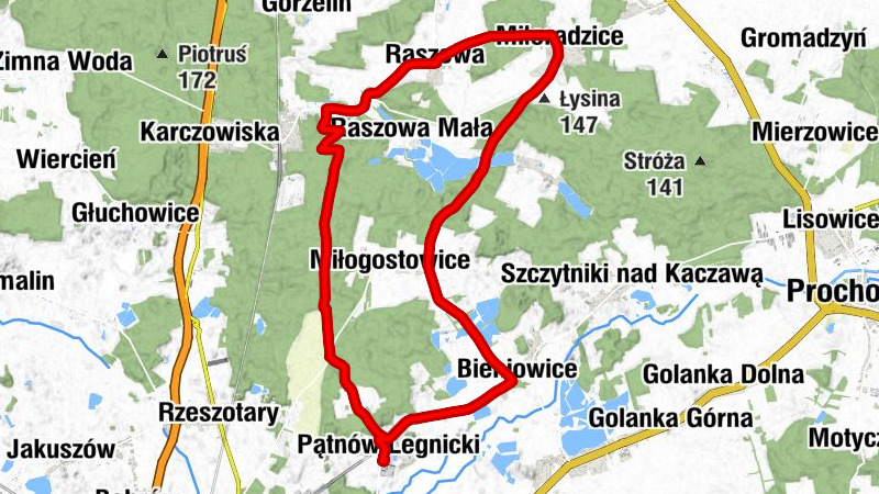 Pątnów Legnicki - Kaplica dojazdowa - Kościół pw. Świętego Stanisława Biskupa Męczennika - Żwirowiec