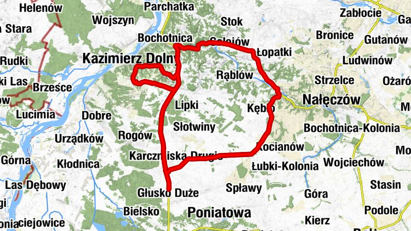 Karczmiska Wąskotorowe - Karczmiska Pierwsze - Owczarnia - Kazimierz Dolny