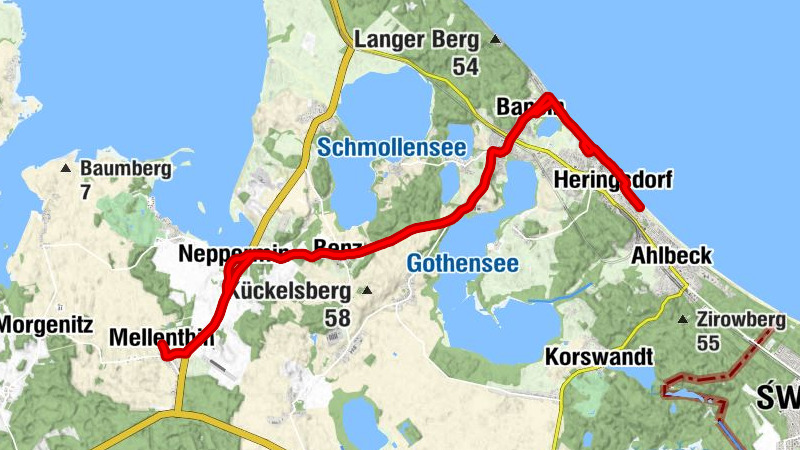 Mellenthin - Mellenthiner Kirche - Bratheringsberg - Krückenberg