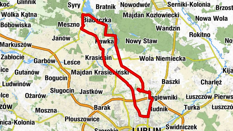 Biadaczka - Lublin - Starościn-Kolonia