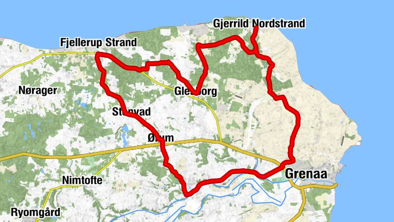 Gjerrild Nordstrand - Brøndstrup - Ørum Kirke - Grenaa