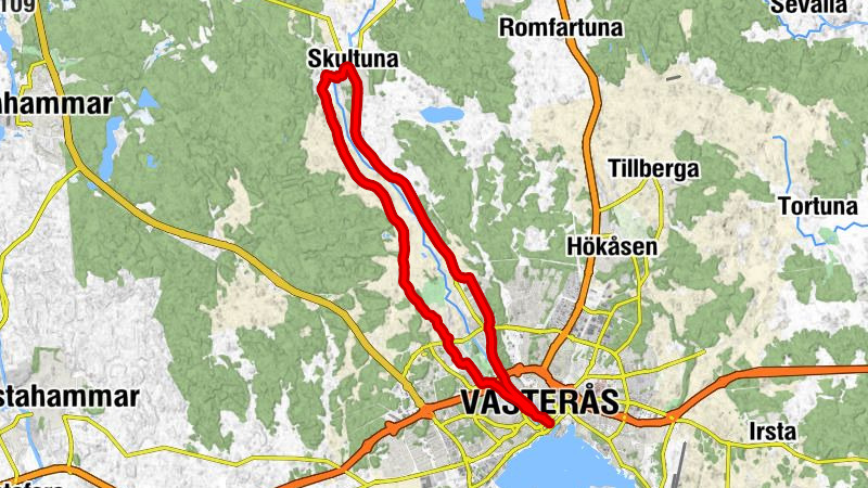 Västerås Central - Västerås - Nackby - Skultuna