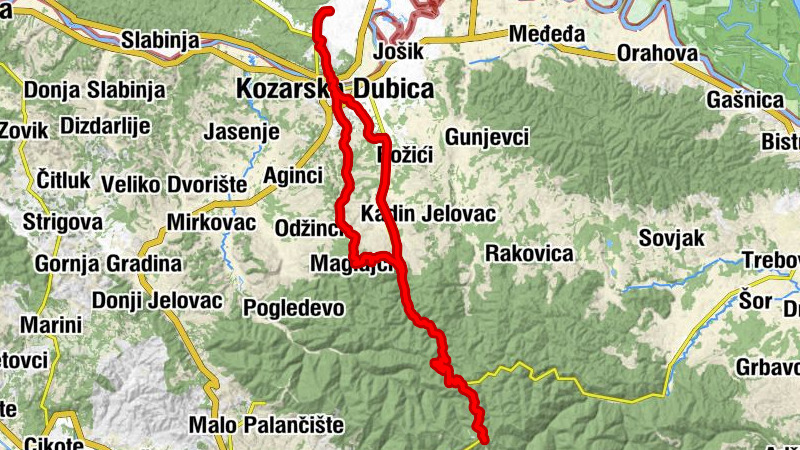 Hrvatska Dubica - Donji Cerovljani - Dubička Brda - Kozarska Dubica