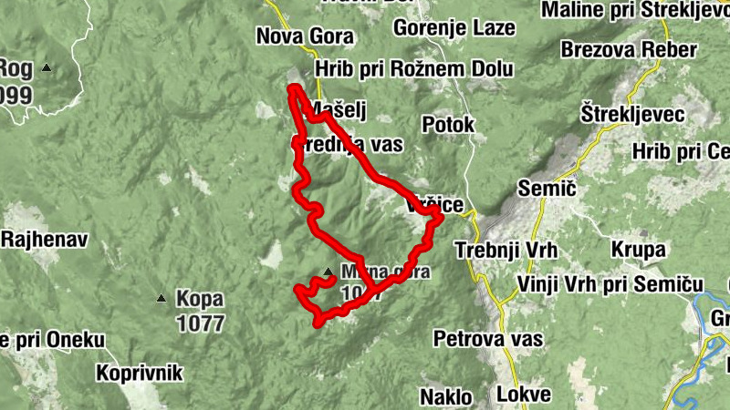 Mašelj - Črmošnjice - Sv. Ilija - Planinski dom na Mirni gori