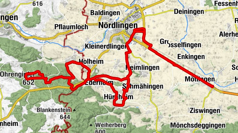 Möttingen - Nördlingen - Albuch - Ohrengipfel