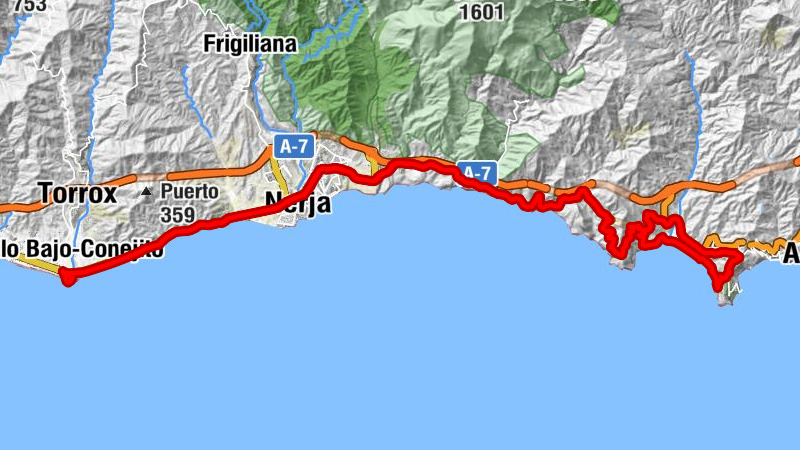 Las Flores - Nerja - Ermita Ventorrillo Santo Cristo - Castillo Bajo-Conejito