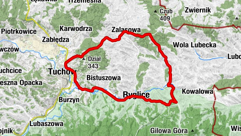 Zalasowa Górna - Kaplica pw. Podwyższenia Krzyża Świętego - Kościół pw. św. Katarzyny Panny i Męczennicy w Ryglicach - Zalasowa