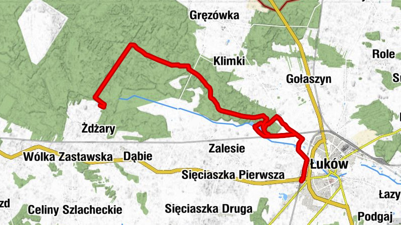 Łuków Łapiguz - Łuków - Wiatraki - Zajazd Zimna Woda