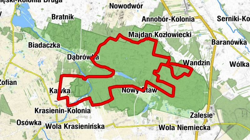 Kawka - Kolonia Kawka Pierwsza - Majdan Kozłowiecki - Wandzin