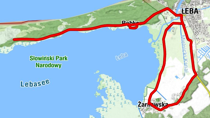 Łebsko - Żarnowska - Łeba - Karczma Słowińska Wydma