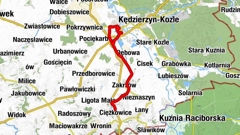 Ciężkowice - Polska Cerekiew - Jaborowice - Kędzierzyn-Koźle