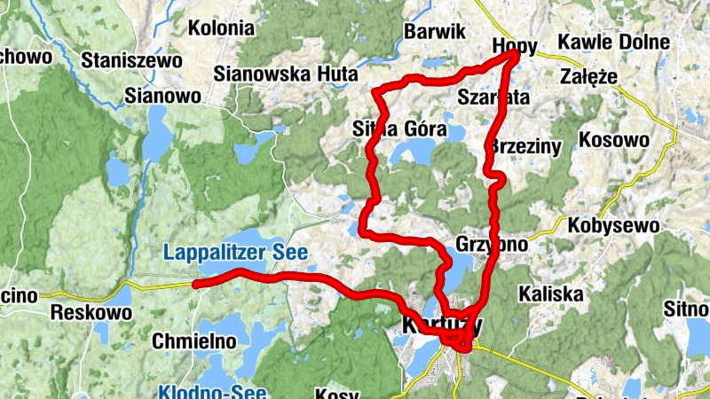 Karczma "Krzewi Róg" - Szpiczasta Góra - Kościół pw. Niepokalanego Poczęcia Najświętszej Maryi Panny - Kościół pw. Matki Boskiej Częstochowskiej