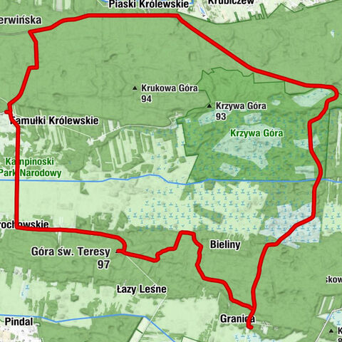 Granica - Góra św. Teresy - Famułki Brochowskie - Góra Kapturowa