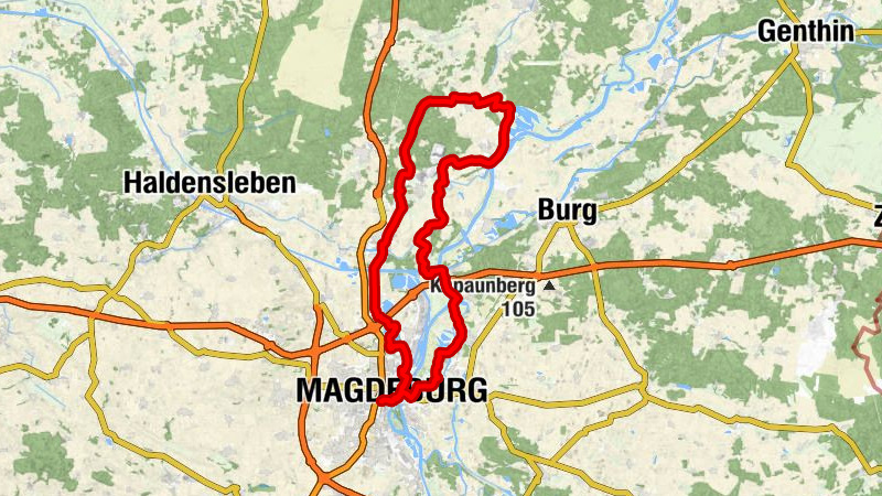 Magdeburg Hauptbahnhof - Magdeburg - Weinberg - Kirche Hohenwarthe