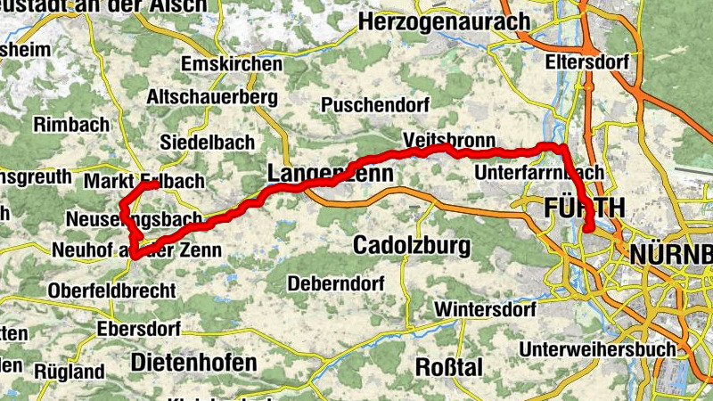 Fürth Hauptbahnhof - St. Trinitatis - Friedhofskapelle - Markt Erlbach