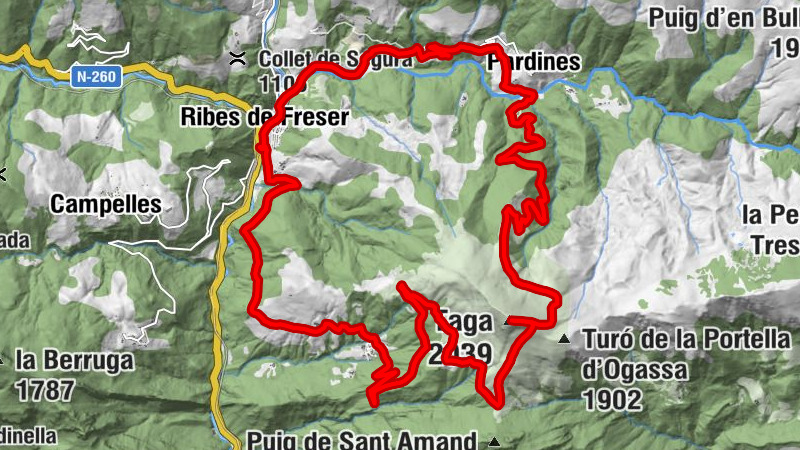 Ribes de Freser - Mare de Déu dels Desemparats - Taga - Coll de Jou