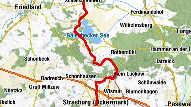 Schwichtenberg - Fleethof - Galenbeck - Strasburg (Uckermark)