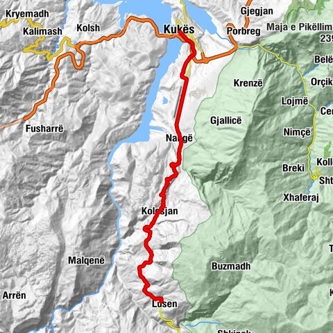 Kukës - Gostilë - Nangë - Lusen